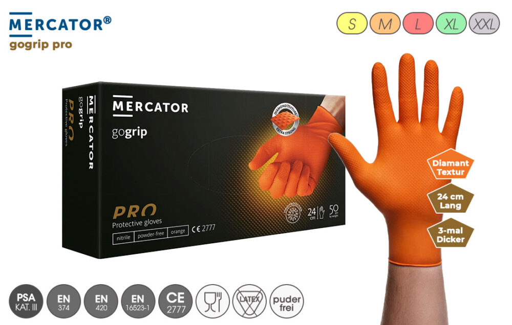 GoGrip Nitril Handschuhe Mercator mit Diamanttextur
