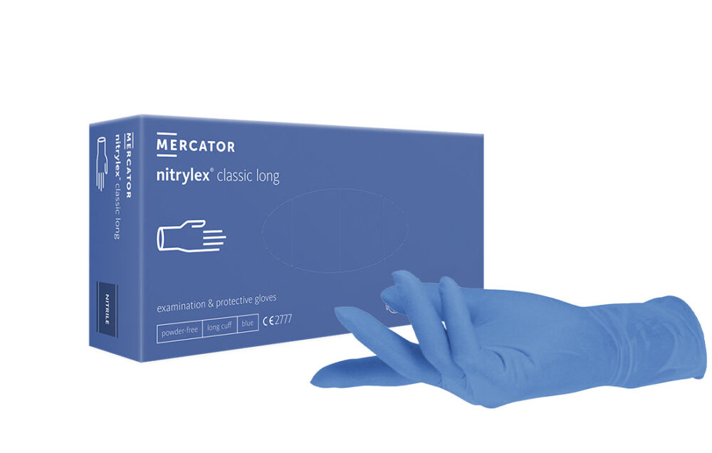 Nitrylex classic long Nitrilhandschuhe in Blau – Reißfeste Schutzhandschuhe