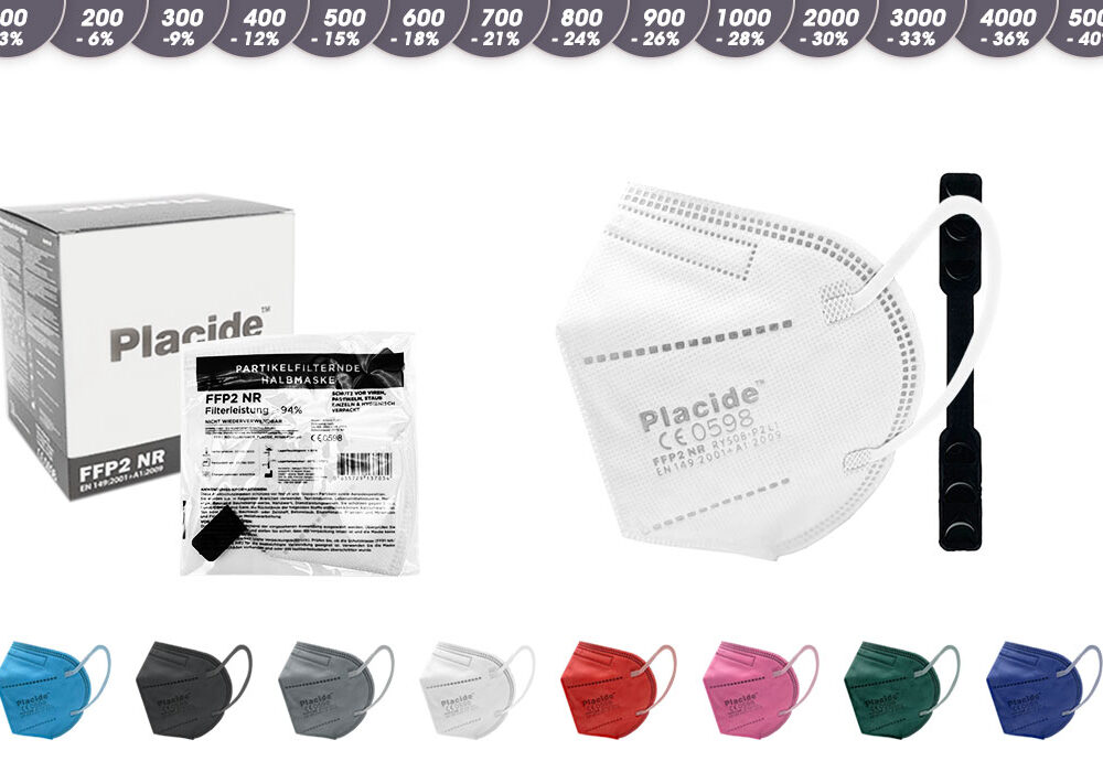 Placide FFP2 NR Schutzmaske in verschiedenen Farben