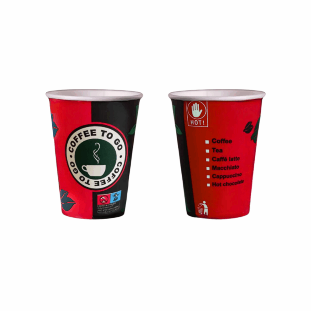 Kaffeebecher – TO GO Rot/Schwarz 200 ml