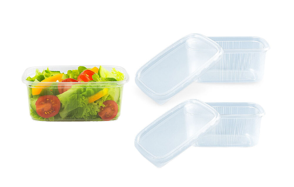 Feinkostbecher mit Deckel Rechteckig - 200ml