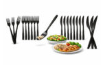 200 Stück Schwarzes Mehrweg Besteck Set – 100 Messer & 100 Gabeln