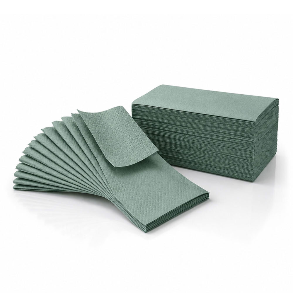 Professional Comfy Papierhandtücher ZZ-/V-Falz 1-lagig Grün 25 x 23 cm – 4000 Blatt